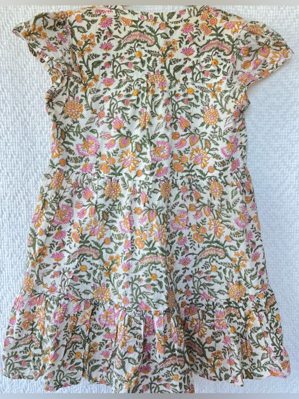 Madison Mathews Folly Floral Tiered Mini Dress Cotton Sz M - Picture 7 of 9